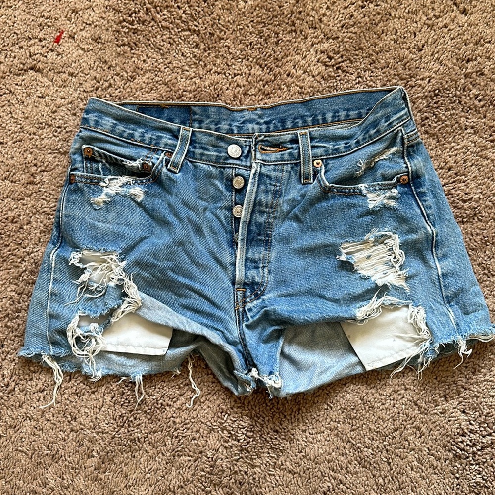 Levi’s denim distressed button up shorts